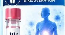 Human silhouette and product vial